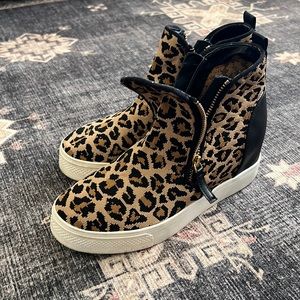 Steve Madden leopard wedge sneakers